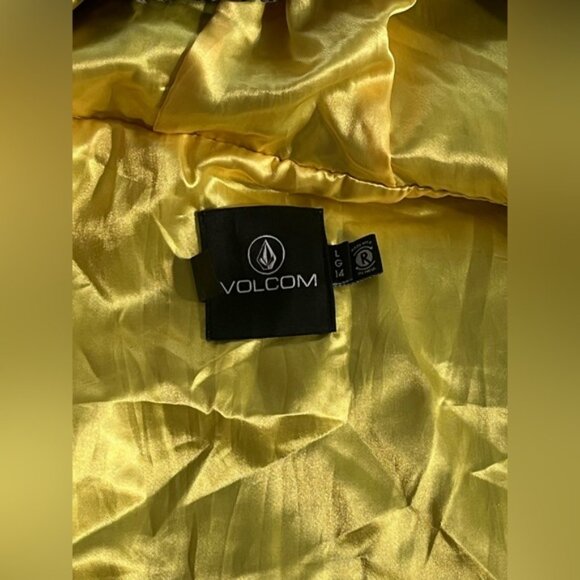 Women’s Volcom Camouflage Hooded Bomber Jacket with Satin Yellow Lining • Large - Picture 11 of 14